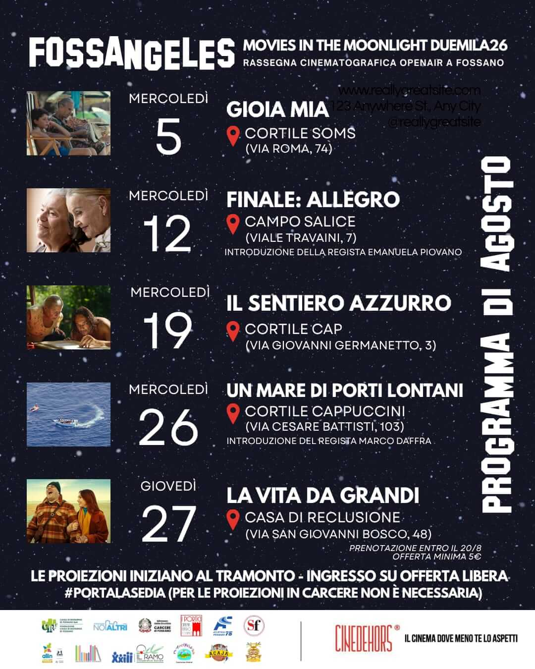 Fossangeles 2026 – Cinema all’aperto a Fossano | Programma di agosto